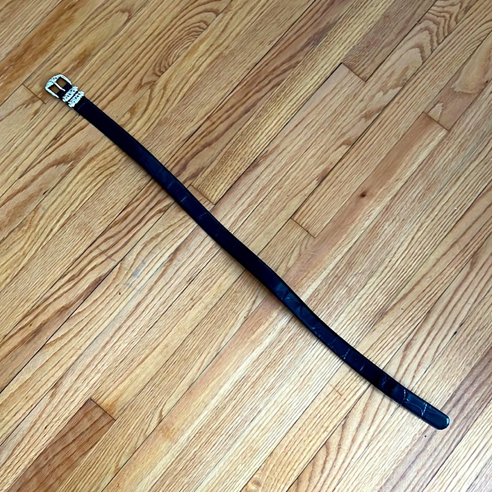 Black belt with embellished silver buckle